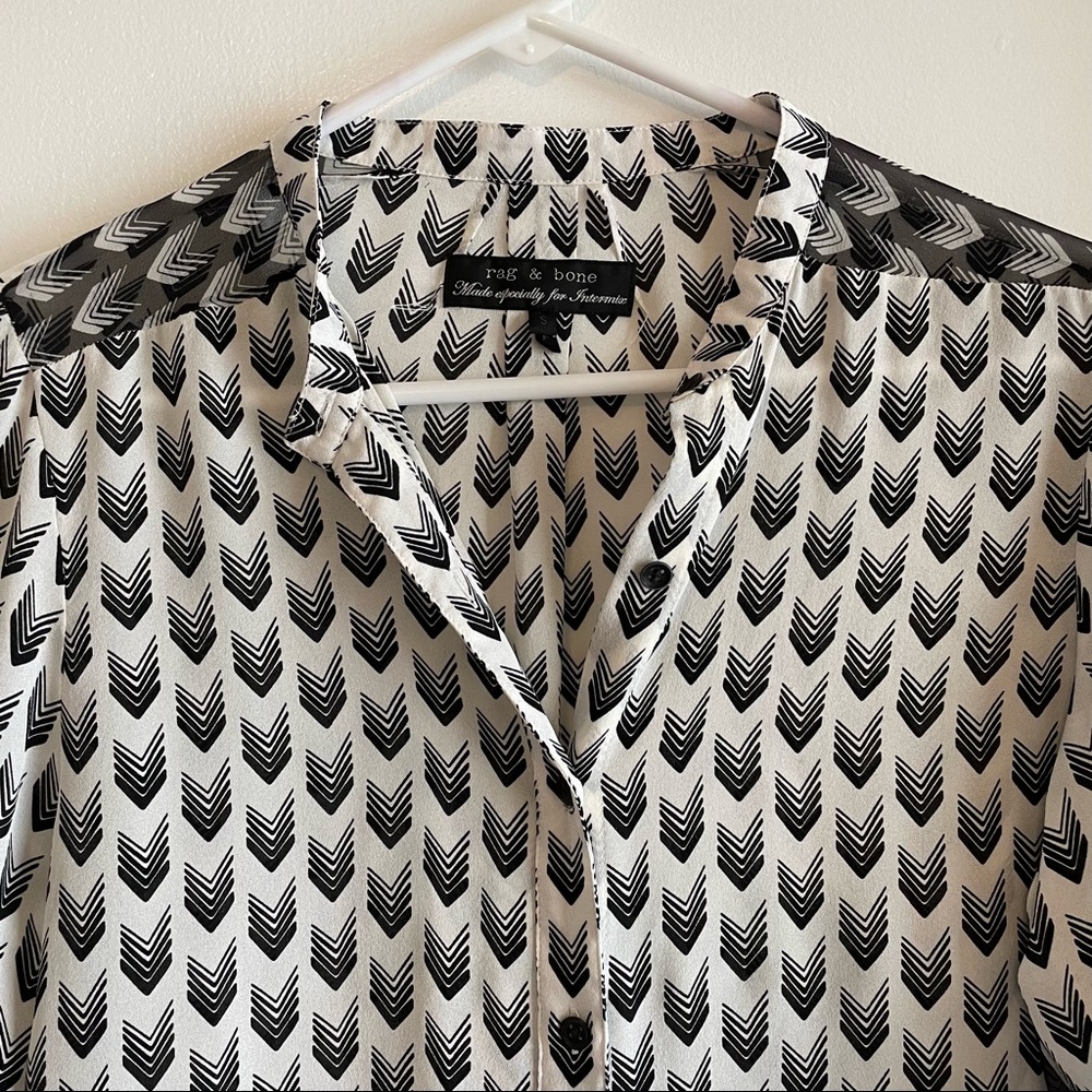 rag & bone! For Intermixx. Stunning black and white silk blouse! Long sleeves!